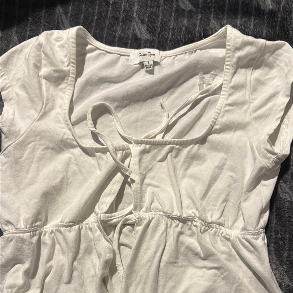 Cream Tie Front Blouse with Long Sleeves